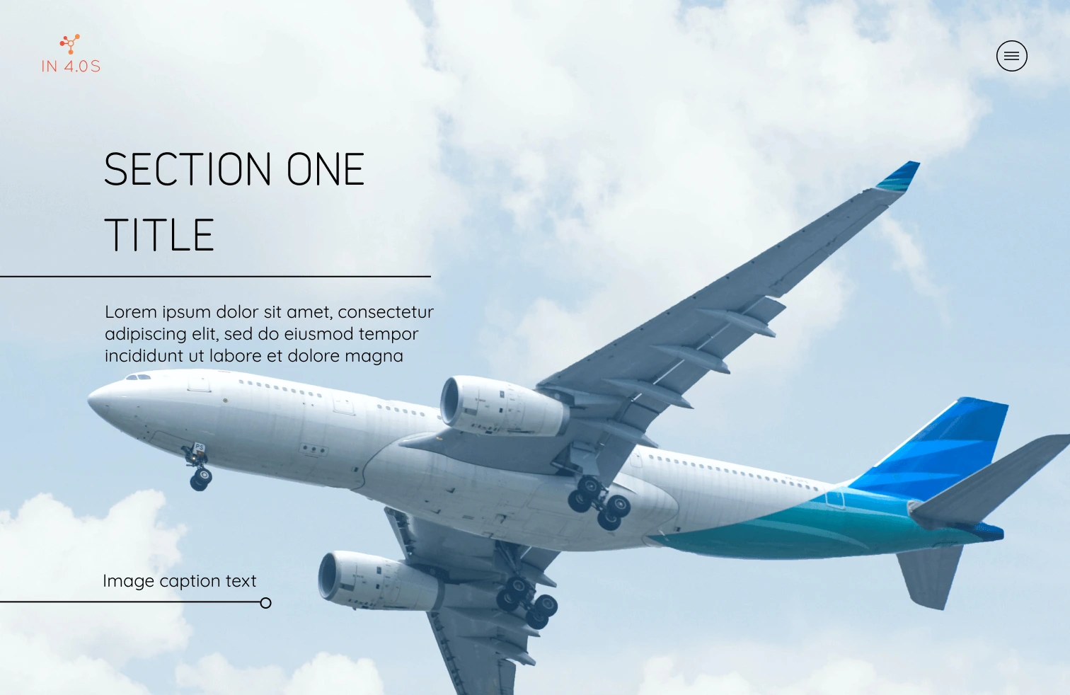 Plane flying overhead with text, original website draft